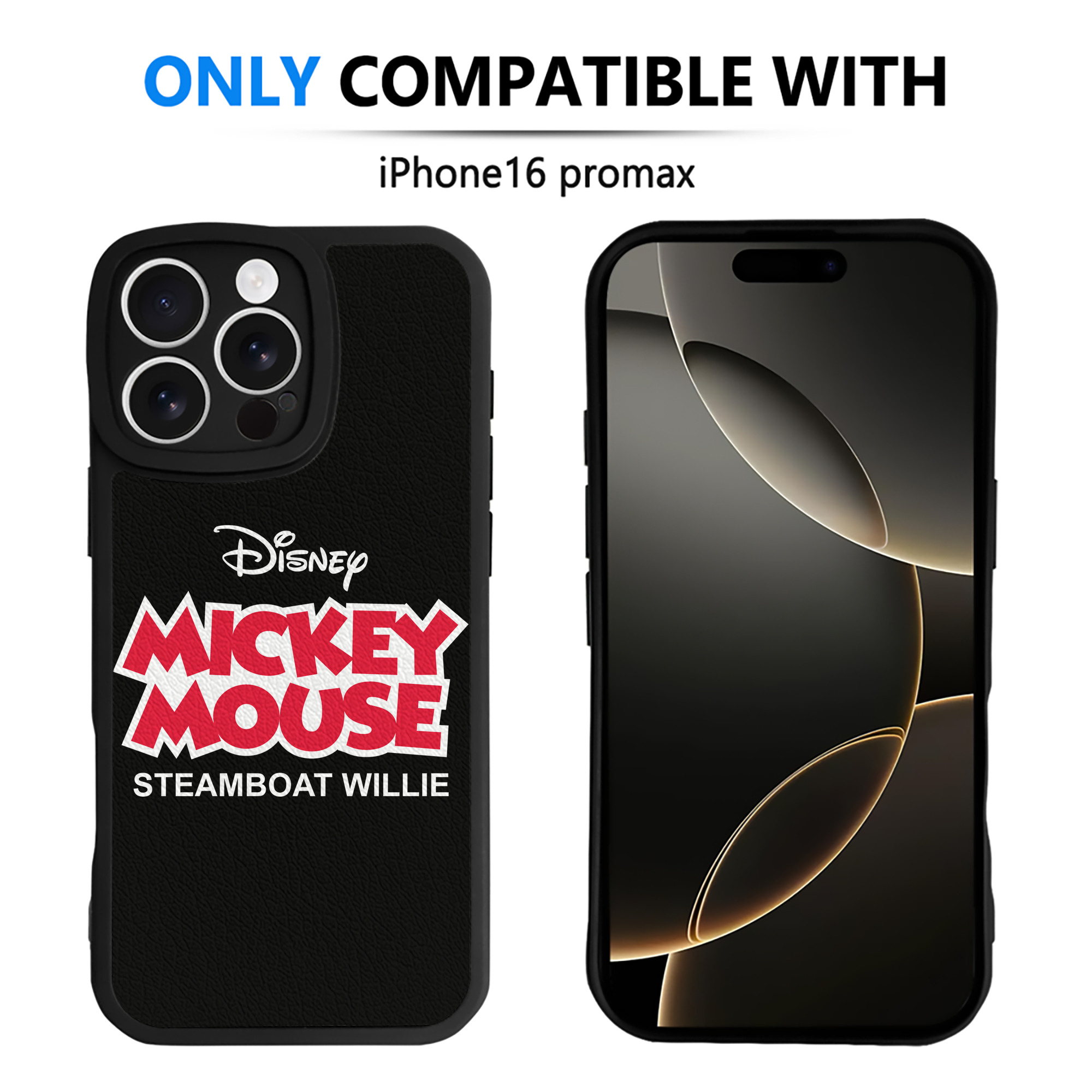 （画像用） ミッキーマウス Mickey Mouse 【iPhone 16シリーズ対応】シリコンスマホケース（レザー調） 材質：シリコン